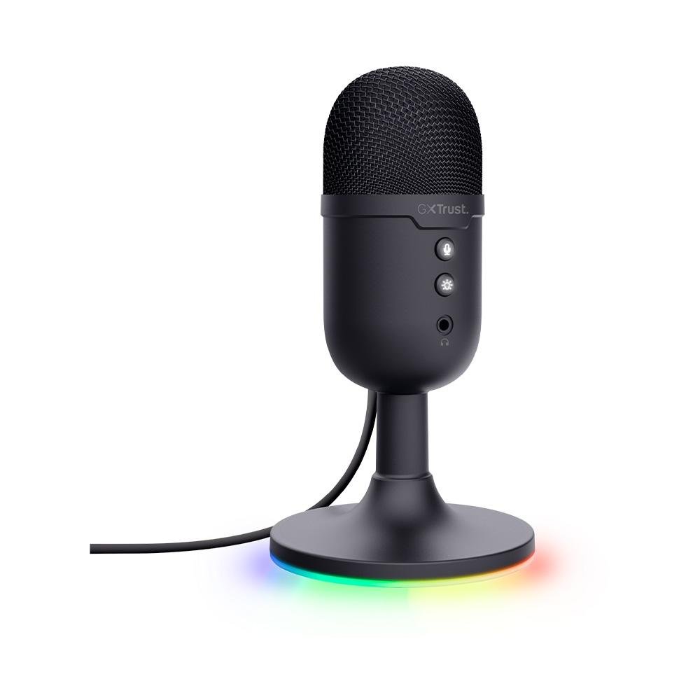 Microfone Gamer GXTrust 234 Yunix RGB, USB Compacto, Filtro Pop e Mudo, Preto - 25372