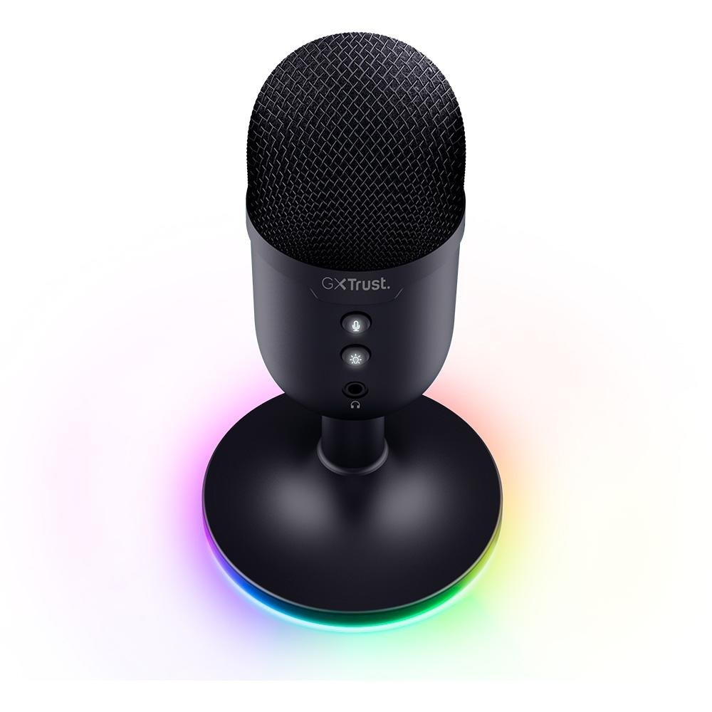 Microfone Gamer GXTrust 234 Yunix RGB, USB Compacto, Filtro Pop e Mudo, Preto - 25372