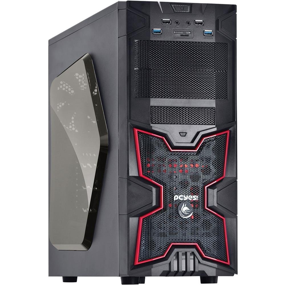 Gabinete PcYes Mid Tower Fox Vermelho sem Fonte 22600 Gabinete PcYes Mid Tower Fox Vermelho sem Fonte 22600