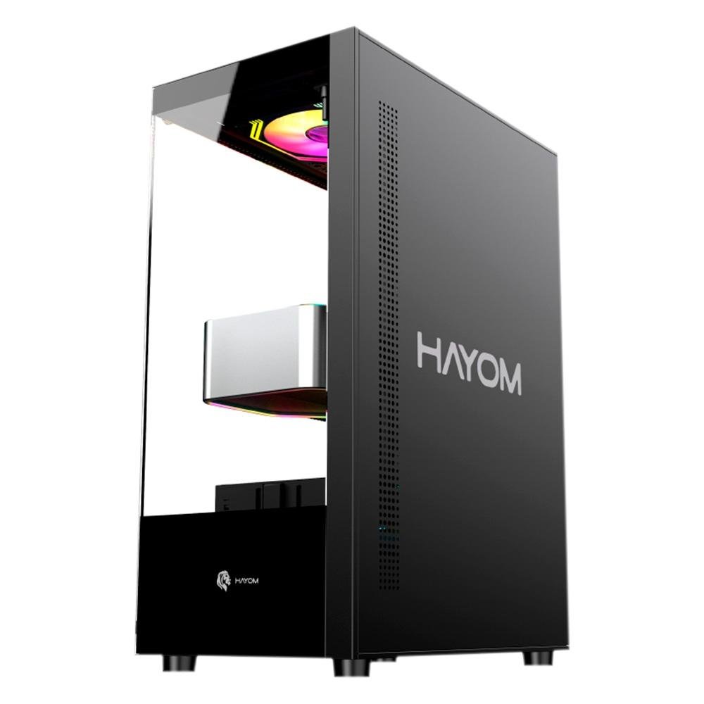 Gabinete Gamer Hayom GB1792, Mid Tower, ATX, Lateral e frontal em Vidro Temperado, com Cooler Fan, Preto - GB1792 Gabinete Gamer Hayom GB1792, Mid Tower, ATX, Lateral e frontal em Vidro Temperado, com Cooler Fan, Preto - GB1792