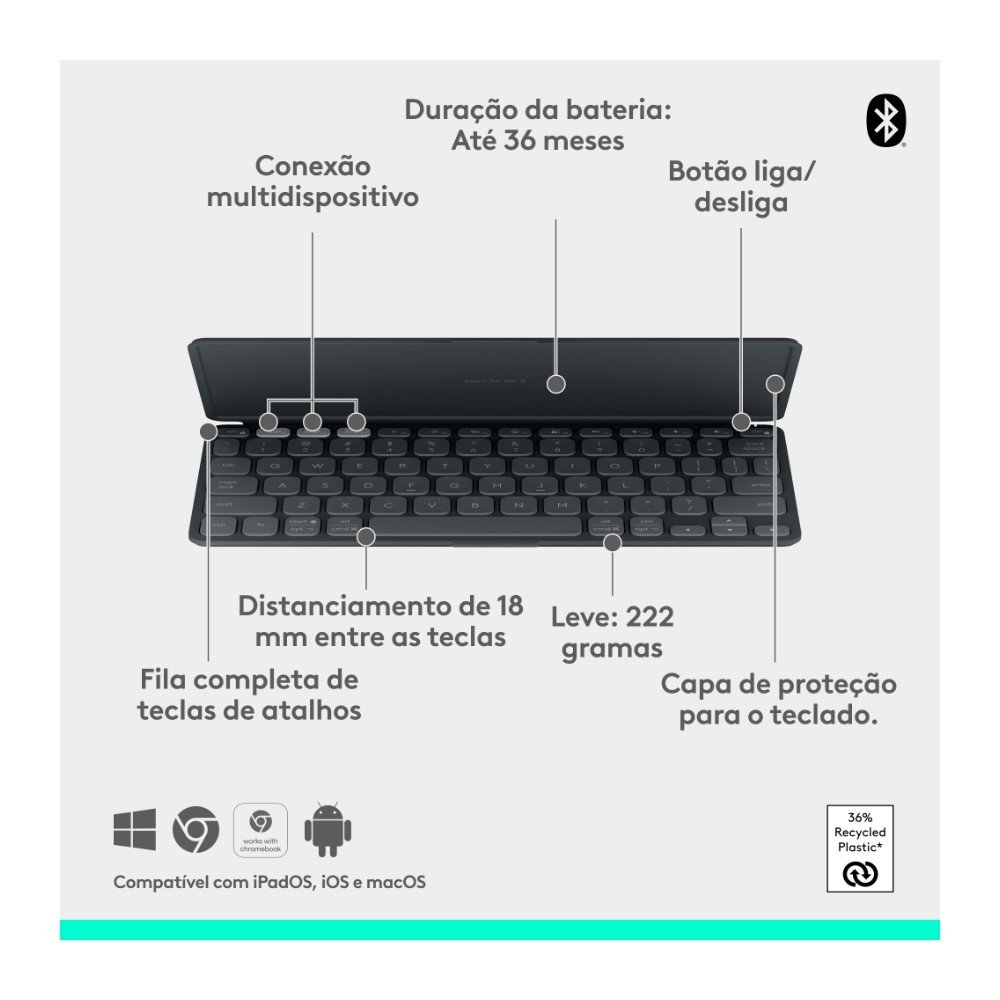 Teclado Logitech Keys-To-Go 2 | KaBuM!