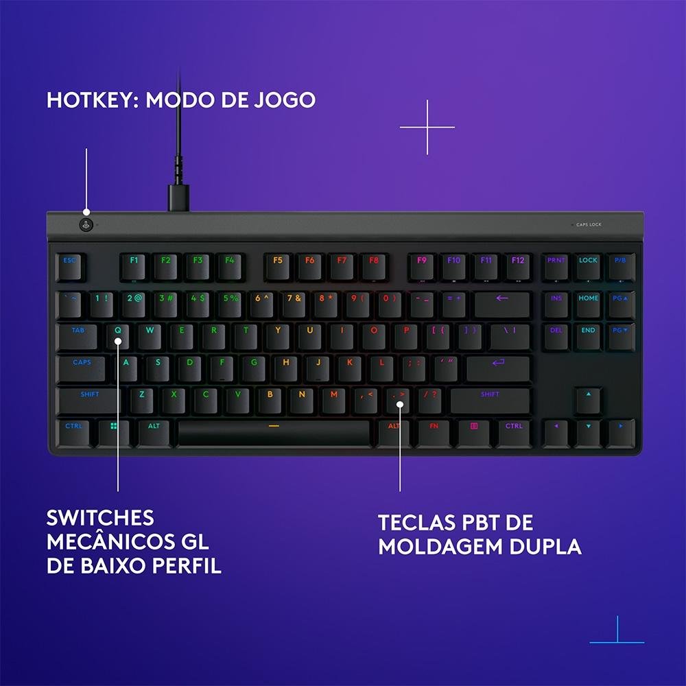 Teclado Mecânico Gamer Logitech G515 TKL, RGB Ligthsync, USB 2.0, ANSI, Preto - 920-012868 Teclado Mecânico Gamer Logitech G515 TKL, RGB Ligthsync, USB 2.0, ANSI, Preto - 920-012868