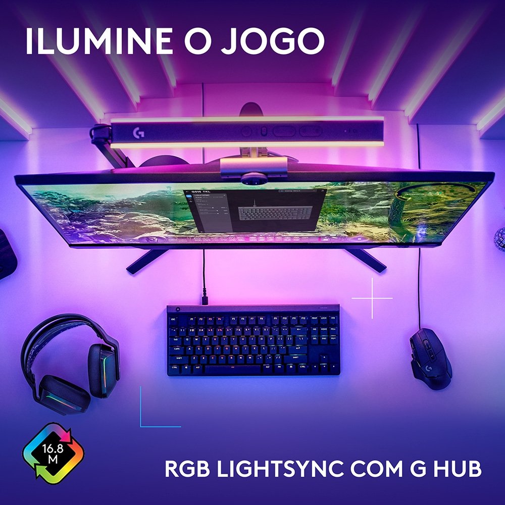 Teclado Mecânico Gamer Logitech G515 TKL, RGB Ligthsync, USB 2.0, ANSI, Preto - 920-012868 Teclado Mecânico Gamer Logitech G515 TKL, RGB Ligthsync, USB 2.0, ANSI, Preto - 920-012868