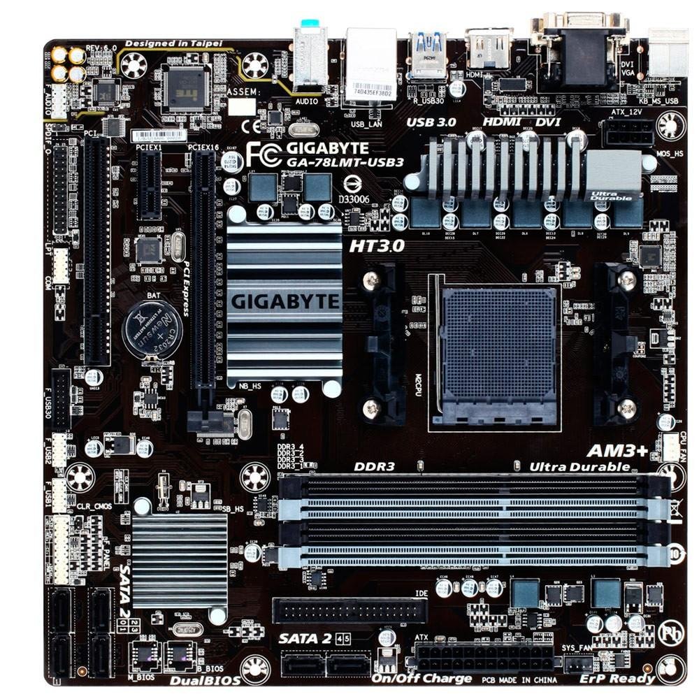 Placa-Mãe Gigabyte GA-78LMT-USB3 KaBuM! E-Sports, AMD AM3+, mATX, DDR3, Preto
