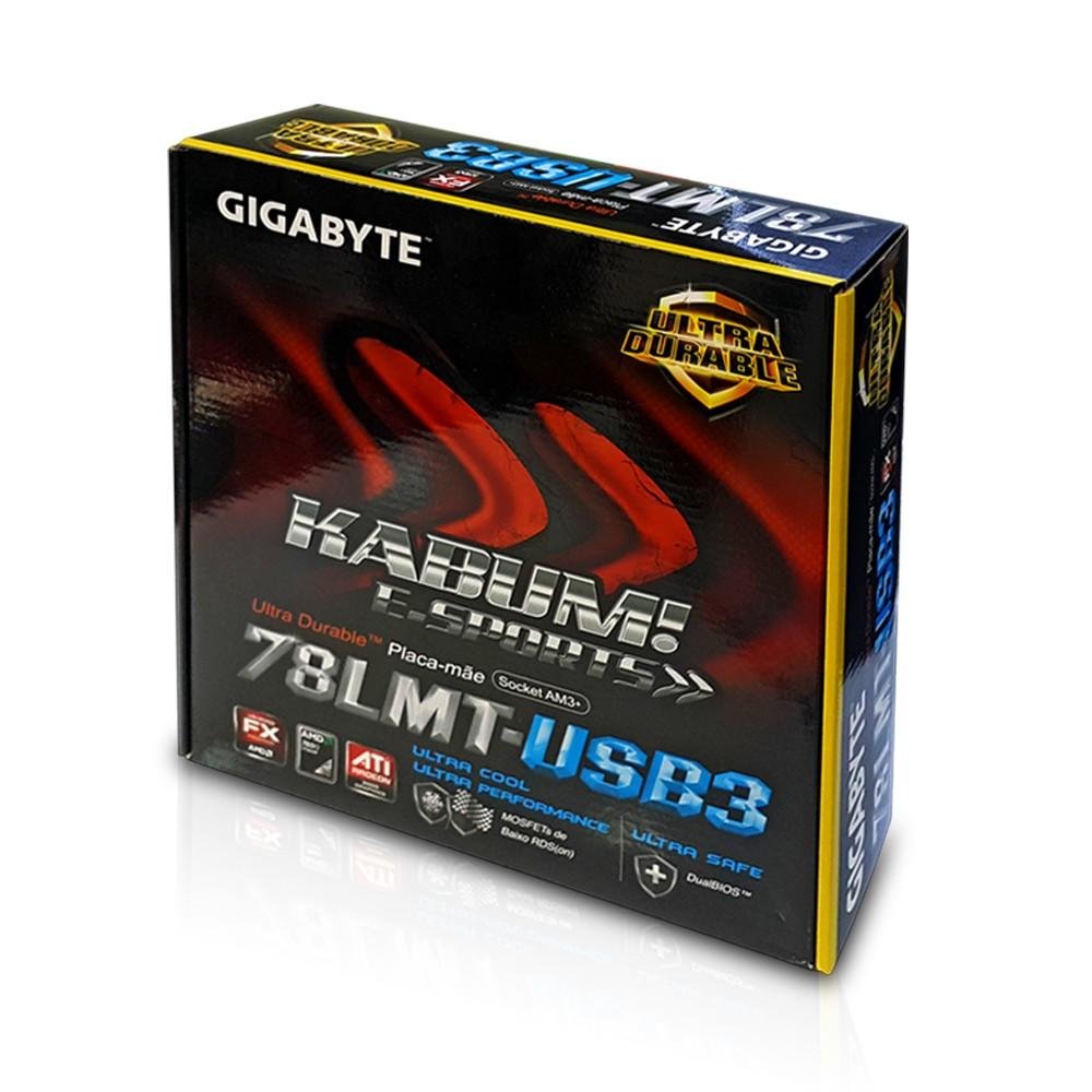 Placa-Mãe Gigabyte GA-78LMT-USB3 KaBuM! E-Sports, AMD AM3+, mATX, DDR3, Preto