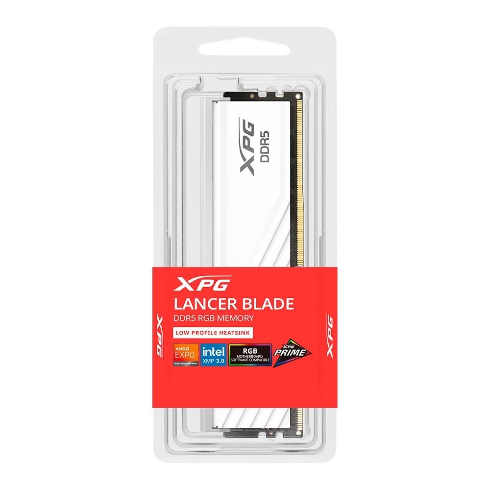 Memória RAM XPG Lancer Blade, 16GB, RGB, DDR5, 6000MHz, Single Tray, CL48, Branco - AX5U6000C4816G-SLABRWH