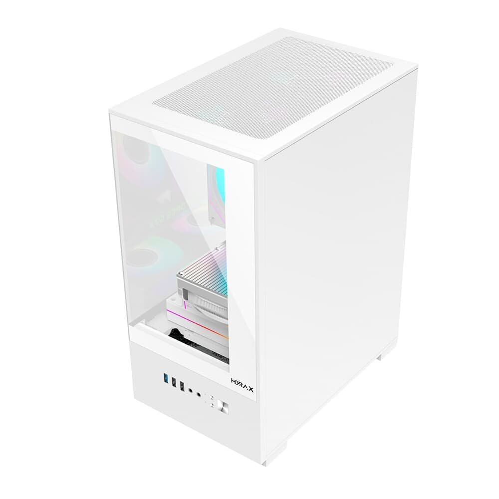Gabinete Gamer Hyrax HGB310, Mini Tower, M-ATX, Frontal e Lateral em Vidro Temperado, Sem FANs, Branco - HGB310W