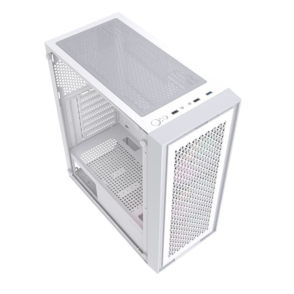 Gabinete Gamer Bluecase BG-050 X-frame SE, Mid Tower, 3x Fan ARGB, Lateral em Vidro, Branco e Cinza - BG-050SEWGBX Gabinete Gamer Bluecase BG-050 X-frame SE, Mid Tower, 3x Fan ARGB, Lateral em Vidro, Branco e Cinza - BG-050SEWGBX