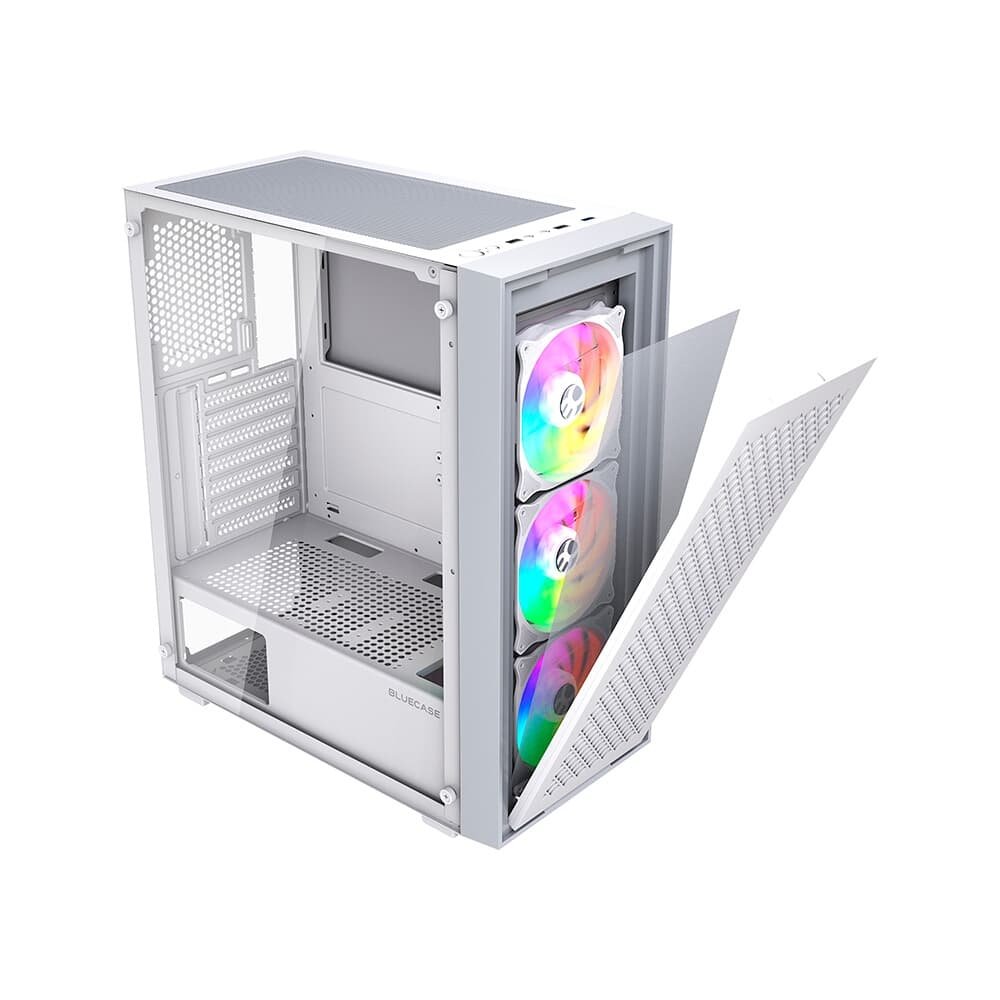 Gabinete Gamer Bluecase BG-050 X-frame SE, Mid Tower, 3x Fan ARGB, Lateral em Vidro, Branco e Cinza - BG-050SEWGBX Gabinete Gamer Bluecase BG-050 X-frame SE, Mid Tower, 3x Fan ARGB, Lateral em Vidro, Branco e Cinza - BG-050SEWGBX