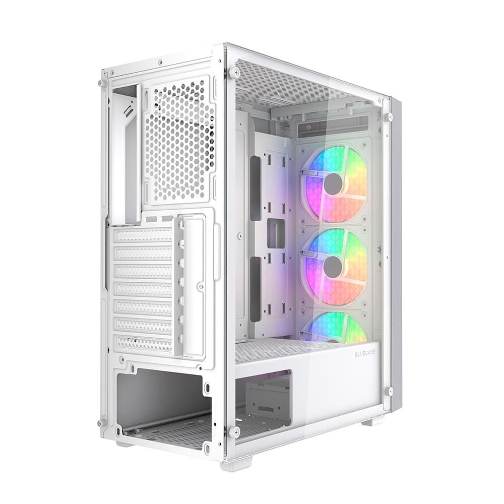 Gabinete Gamer Bluecase BG-050 X-frame SE, Mid Tower, 3x Fan ARGB, Lateral em Vidro, Branco e Cinza - BG-050SEWGBX Gabinete Gamer Bluecase BG-050 X-frame SE, Mid Tower, 3x Fan ARGB, Lateral em Vidro, Branco e Cinza - BG-050SEWGBX