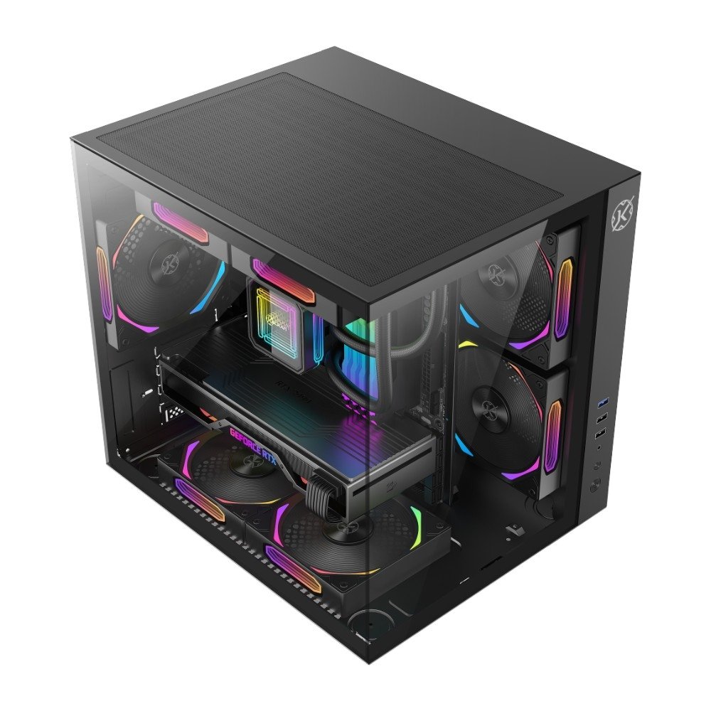 Gabinete Gamer Kalkan Midgard, Mid Tower, Micro-ATX, Lateral em Vidro Temperado, Sem FANs, Preto - KLK00039