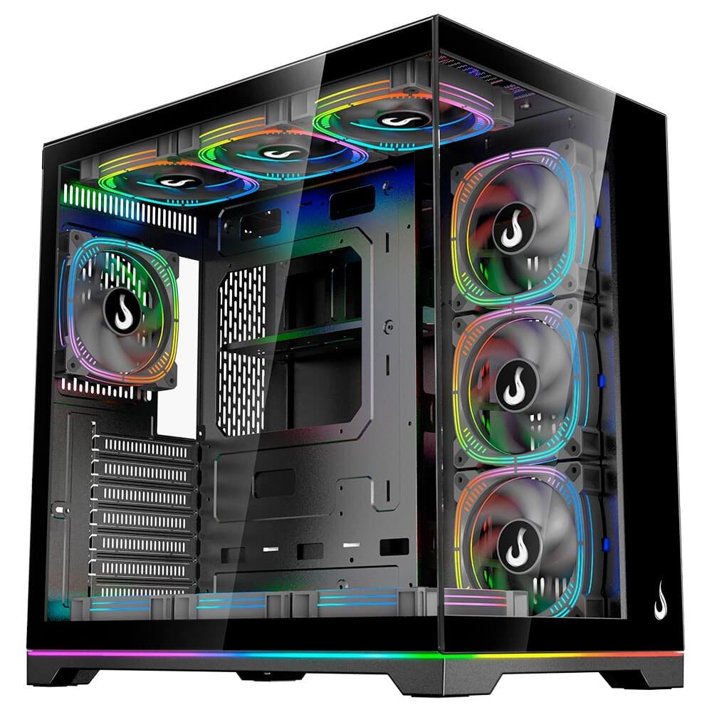 Gabinete Gamer Rise Mode Galaxy Glass Standard V2, LED ARGB, Mid Tower, Lateral em Vidro, 10 Fans ARGB, Preto - RM-GA-GGSB2L-ARGB Gabinete Gamer Rise Mode Galaxy Glass Standard V2, LED ARGB, Mid Tower, Lateral em Vidro, 10 Fans ARGB, Preto - RM-GA-GGSB2L-ARGB