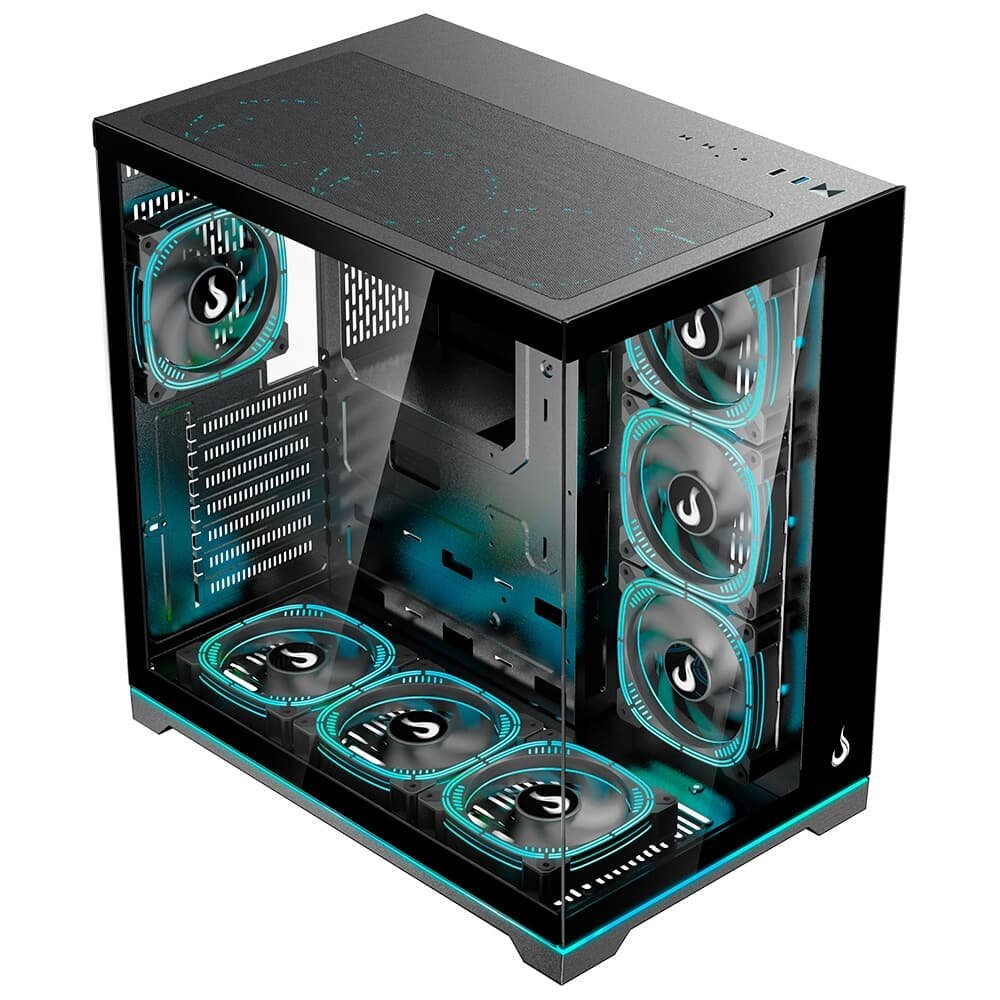 Gabinete Gamer Rise Mode Galaxy Glass Standard V2, LED ARGB, Mid Tower, Lateral em Vidro, 10 Fans ARGB, Preto - RM-GA-GGSB2L-ARGB Gabinete Gamer Rise Mode Galaxy Glass Standard V2, LED ARGB, Mid Tower, Lateral em Vidro, 10 Fans ARGB, Preto - RM-GA-GGSB2L-ARGB