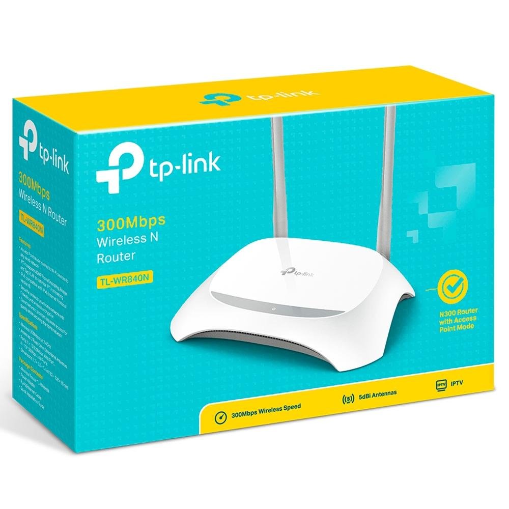 Roteador TP-Link, 300 Mbps, 4 Portas LAN e 1 Porta WAN, Branco - TL-WR840N<W> Roteador TP-Link, 300 Mbps, 4 Portas LAN e 1 Porta WAN, Branco - TL-WR840N<W>