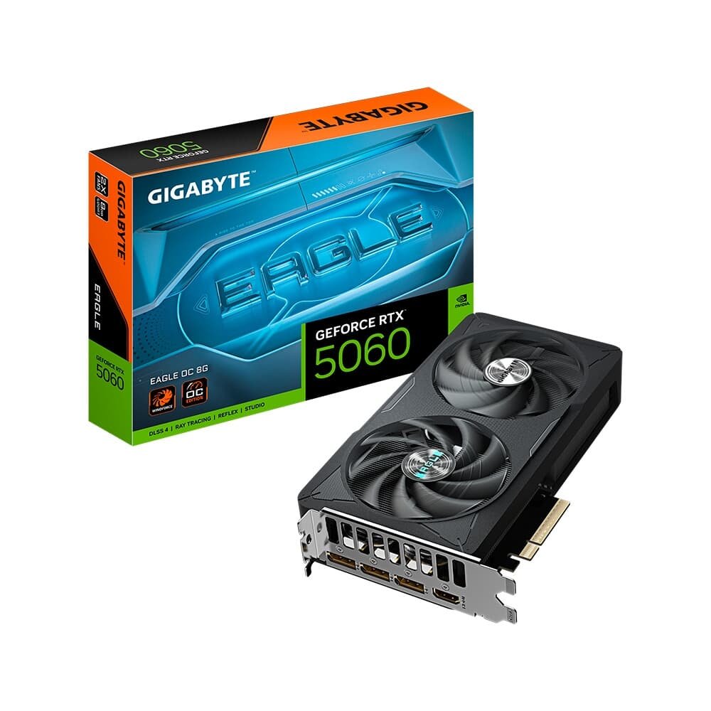 グラフィックボード・グラボ・ビデオカード GIGABYTE RTX 5060 EAGLE DC ICE 8G Placa de Vídeo Gigabyte RTX 5060 EAGLE OC | KaBuM!