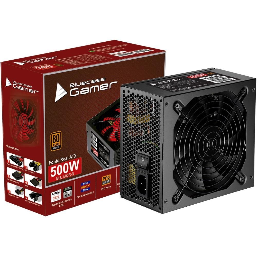 Fonte Bluecase 500W 80 Plus Bronze - BLU500R-B
