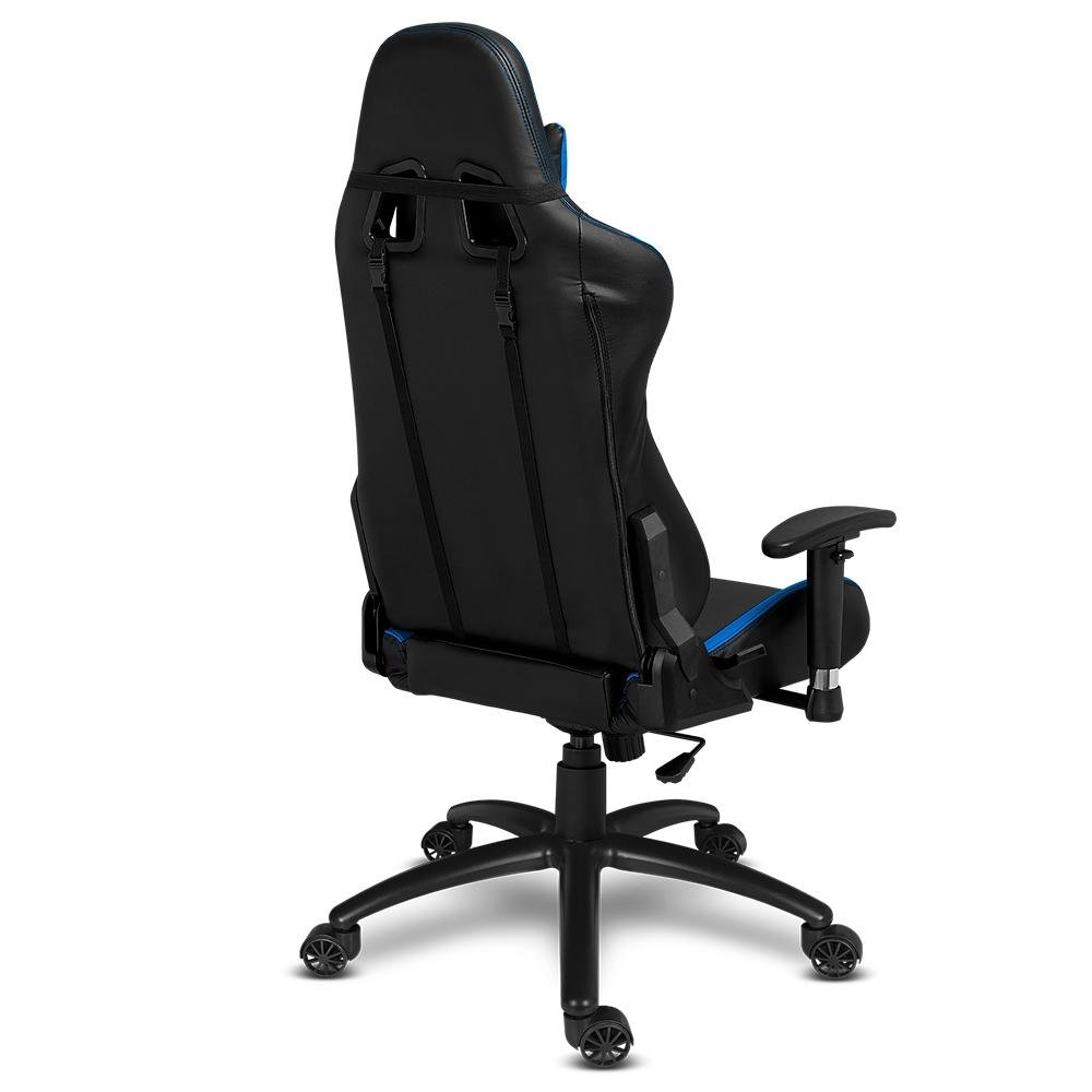 Cadeira Gamer Alpha Gamer Vega, Preto e Azul, Reclinável, com Almofadas, Cilindro de Gás Classe 4 Cadeira Gamer Alpha Gamer Vega, Preto e Azul, Reclinável, com Almofadas, Cilindro de Gás Classe 4
