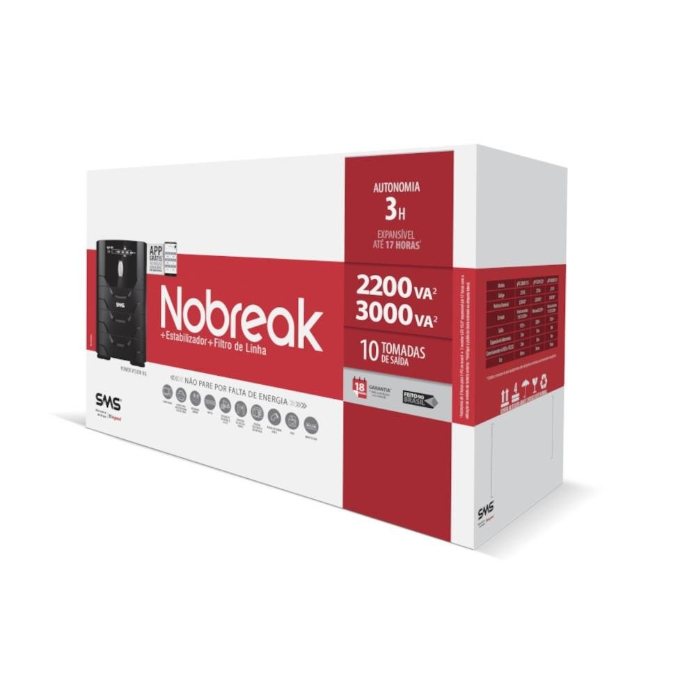 Nobreak SMS 3000VA Power Vision Bivolt 27747-NG Nobreak SMS 3000VA Power Vision Bivolt 27747-NG