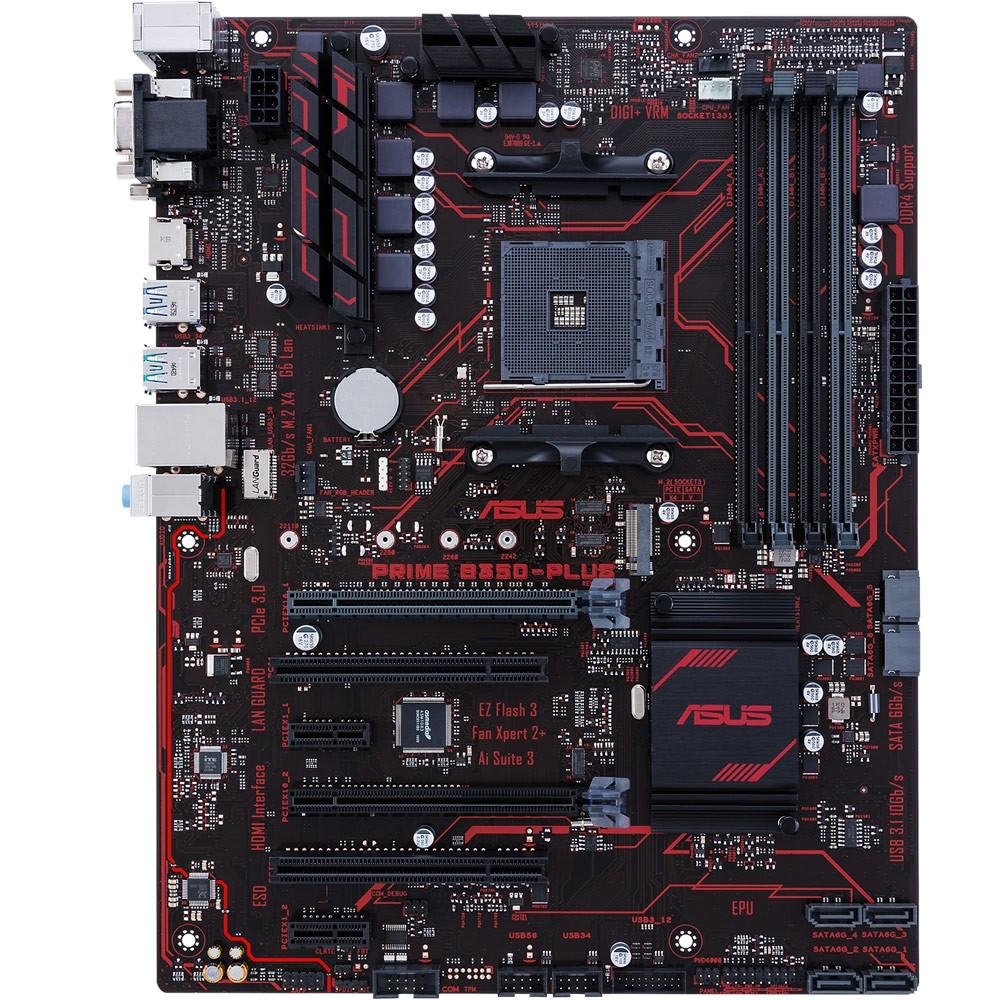 Placa-Mãe Asus Prime B350-Plus, AMD AM4, ATX, DDR4 Placa-Mãe Asus Prime B350-Plus, AMD AM4, ATX, DDR4