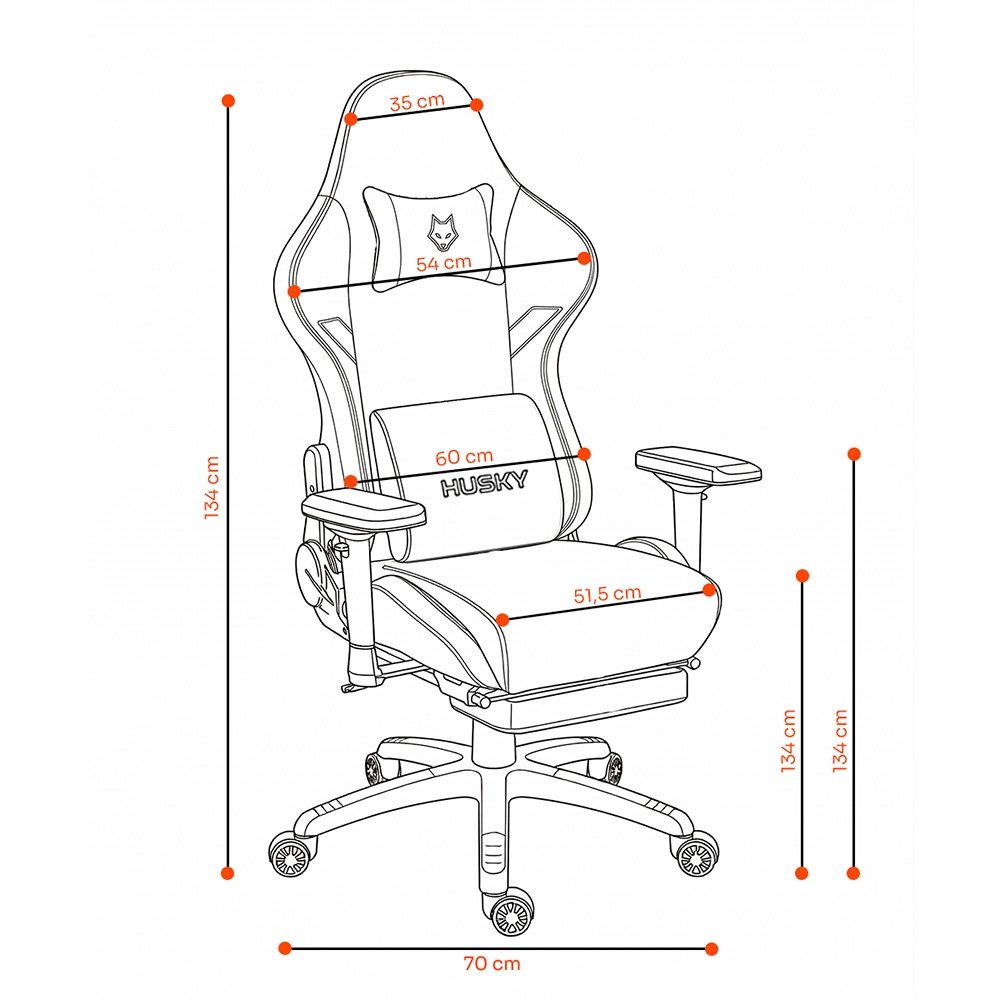 Cadeira Gamer Husky Saucer, Até 150Kg, Braço 4D, Almofadas de Apoio, Massageador de Lombar, Reclinável 135º, PU, Preta - HCG800PT - view 12