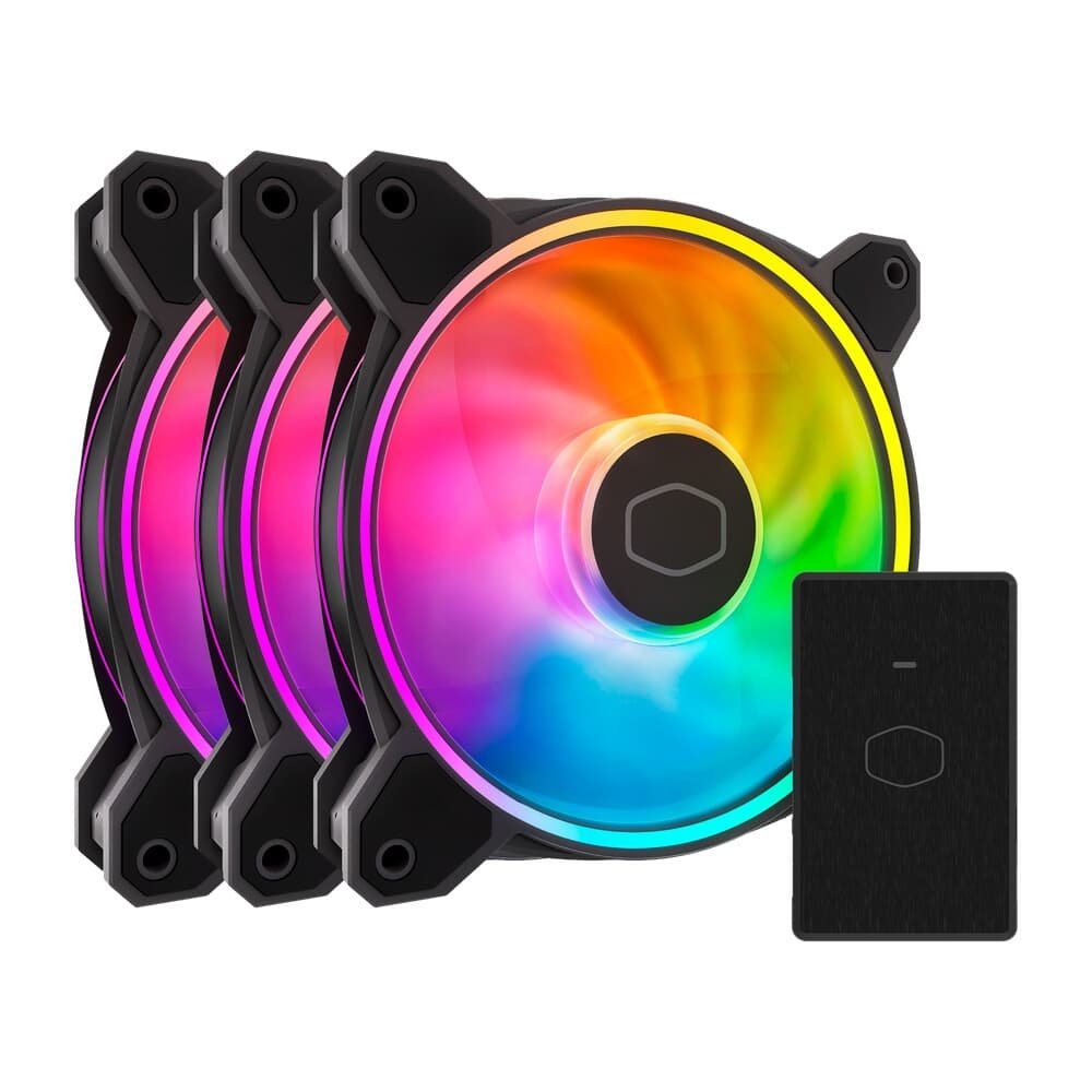 Kit Ventoinhas para Gabinete Cooler Master MasterFan MF120 Halo2 3in1, 120mm, Iluminação RGB - MFL-B2DN-213P2-R2