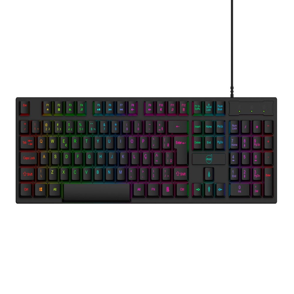 Teclado Gamer Dazz GTE1000 Rainbow, Anti Ghosting, ABNT2, USB, Preto - 62000177