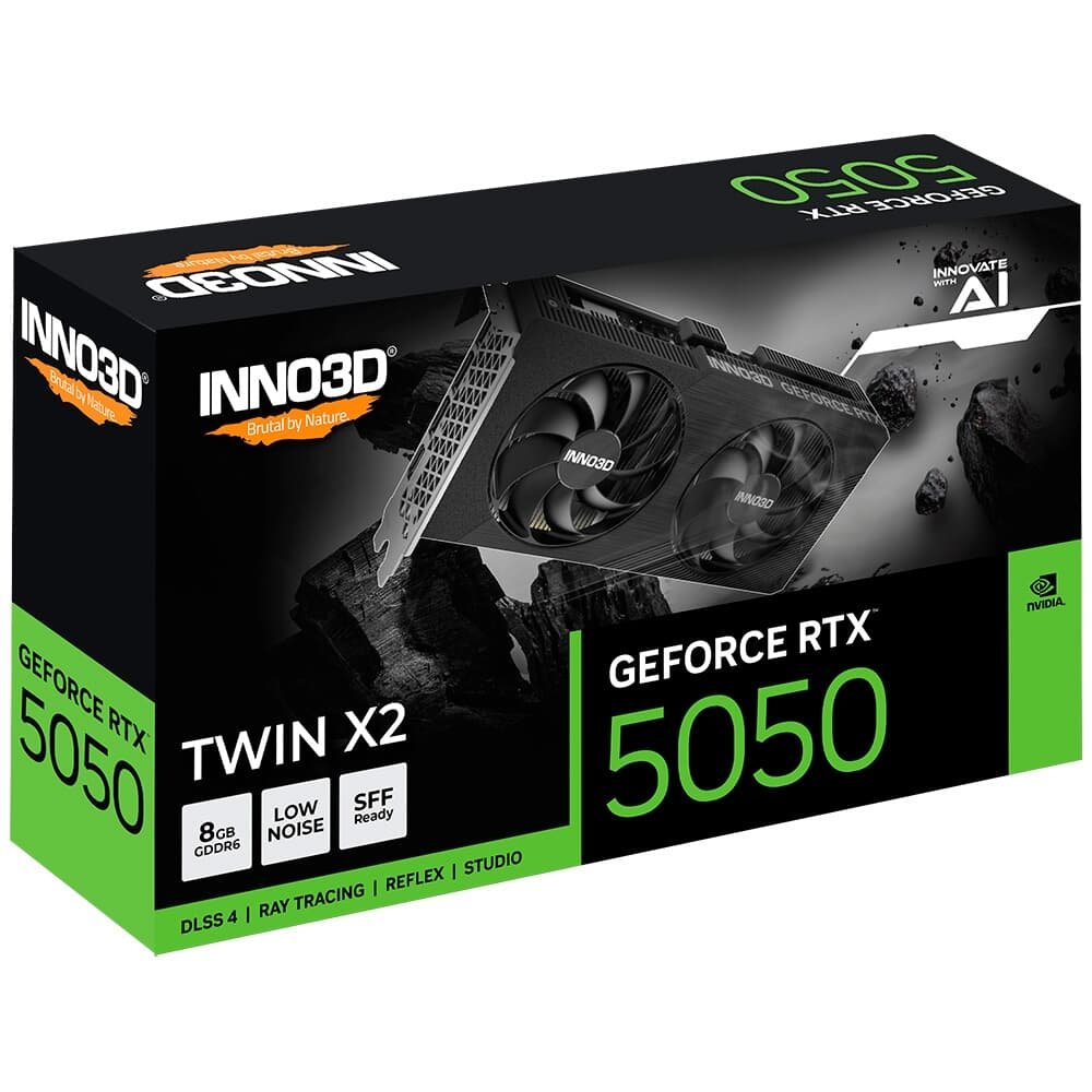 Placa de Vídeo Inno3D RTX 5050 8GB TWIN X2 Nvidia GeForce, 8GB, GDDR6, 128bits, DLSS 4, Ray Tracing - N50502-08D6-174071N