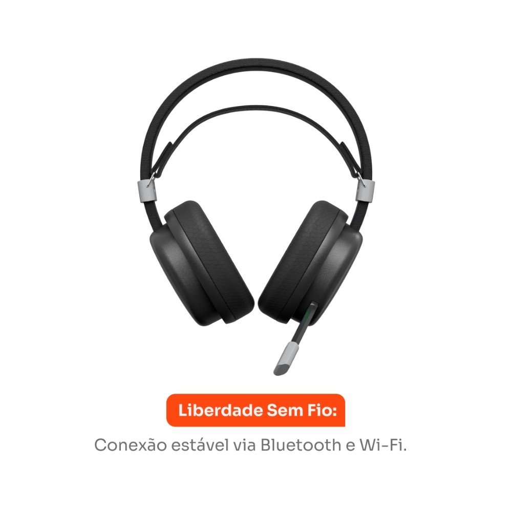 Headset Gamer Sem Fio Husky Howl, Bluetooth e USB, 7.1 surround, Driver 40mm, Microfone Omnidirecional, Bateria 7h, Preto - KGHG150WPT
