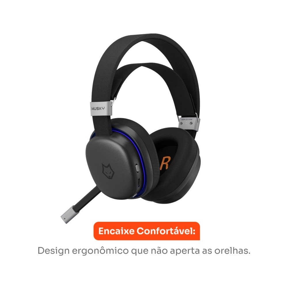 Headset Gamer Sem Fio Husky Howl, Bluetooth e USB, 7.1 surround, Driver 40mm, Microfone Omnidirecional, Bateria 7h, Preto - KGHG150WPT