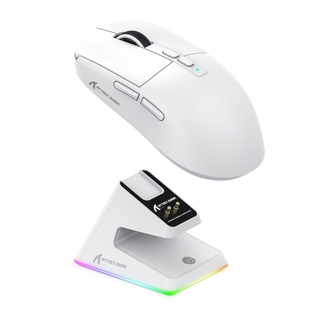 Mouse Gamer sem Fio Attack Shark X6 Ultraleve com Base de Carregamento Magnético RGB, Tri-Mode, 26.000 DPI, Sensor Óptico PAW3395, 7 Botões Programáveis - Branco Mouse Gamer sem Fio Attack Shark X6 Ultraleve com Base de Carregamento Magnético RGB, Tri-Mode, 26.000 DPI, Sensor Óptico PAW3395, 7 Botões Programáveis - Branco