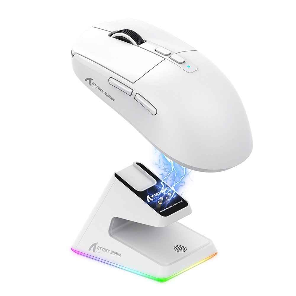 Mouse Gamer sem Fio Attack Shark X6 Ultraleve com Base de Carregamento Magnético RGB, Tri-Mode, 26.000 DPI, Sensor Óptico PAW3395, 7 Botões Programáveis - Branco Mouse Gamer sem Fio Attack Shark X6 Ultraleve com Base de Carregamento Magnético RGB, Tri-Mode, 26.000 DPI, Sensor Óptico PAW3395, 7 Botões Programáveis - Branco