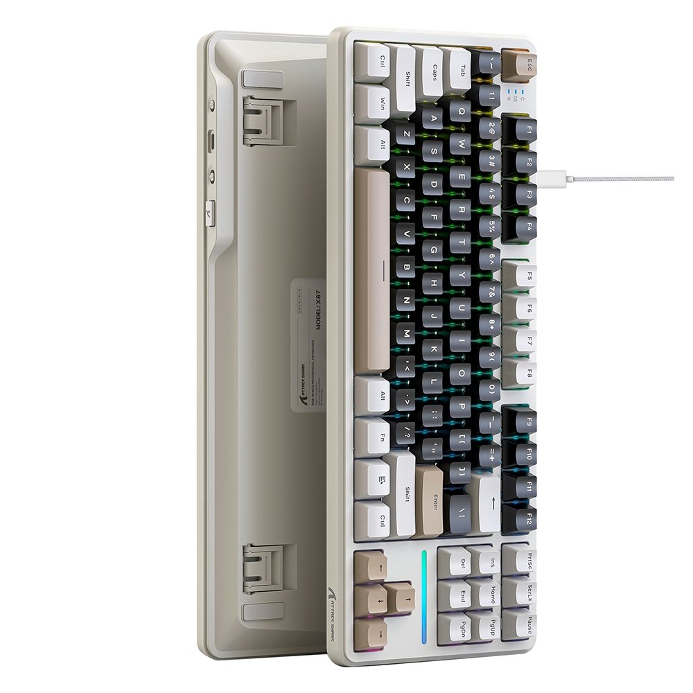 Teclado Attack Shark X87 Cheese White RGB | KaBuM!