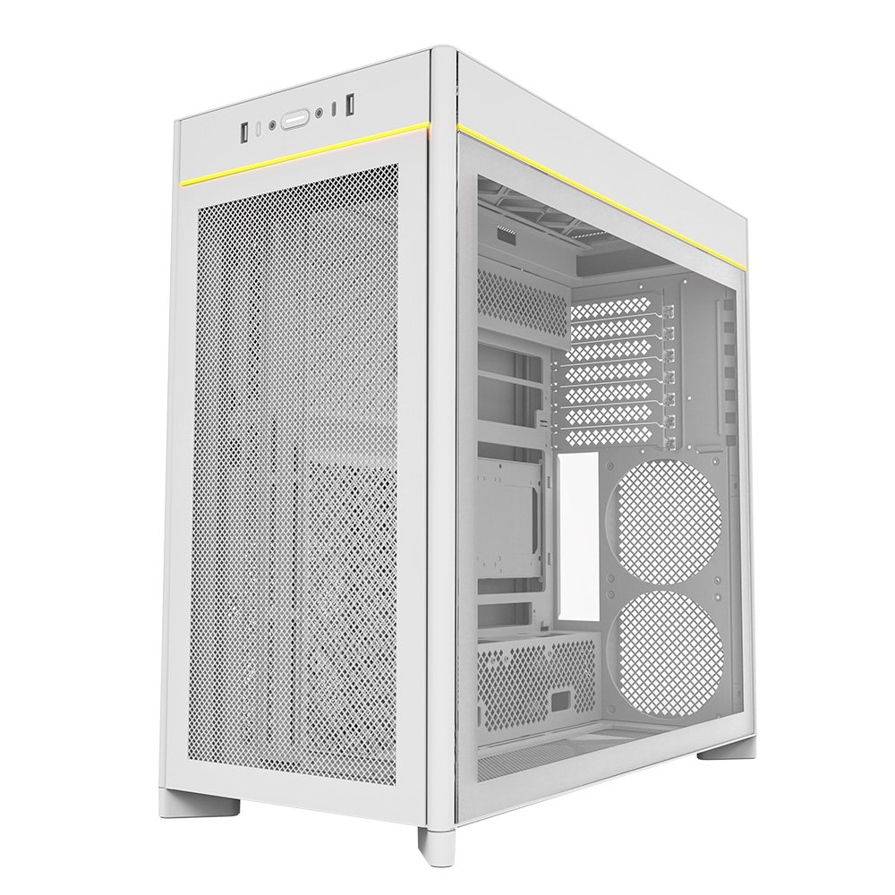 Gabinete Gamer Montech HS01, Mid-Tower, ATX, Vidro Temperado, Sem FANs, Branco - HS01WH Gabinete Gamer Montech HS01, Mid-Tower, ATX, Vidro Temperado, Sem FANs, Branco - HS01WH