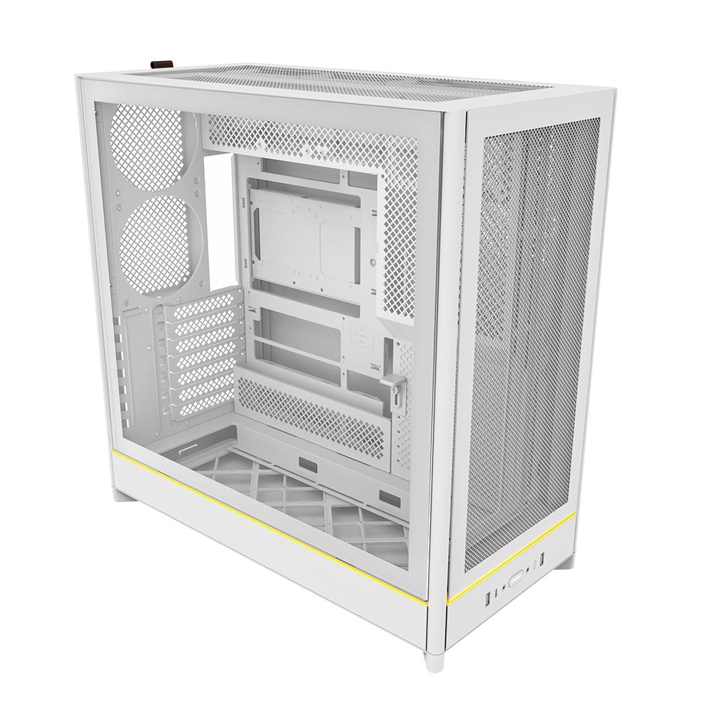 Gabinete Gamer Montech HS01, Mid-Tower, ATX, Vidro Temperado, Sem FANs, Branco - HS01WH Gabinete Gamer Montech HS01, Mid-Tower, ATX, Vidro Temperado, Sem FANs, Branco - HS01WH