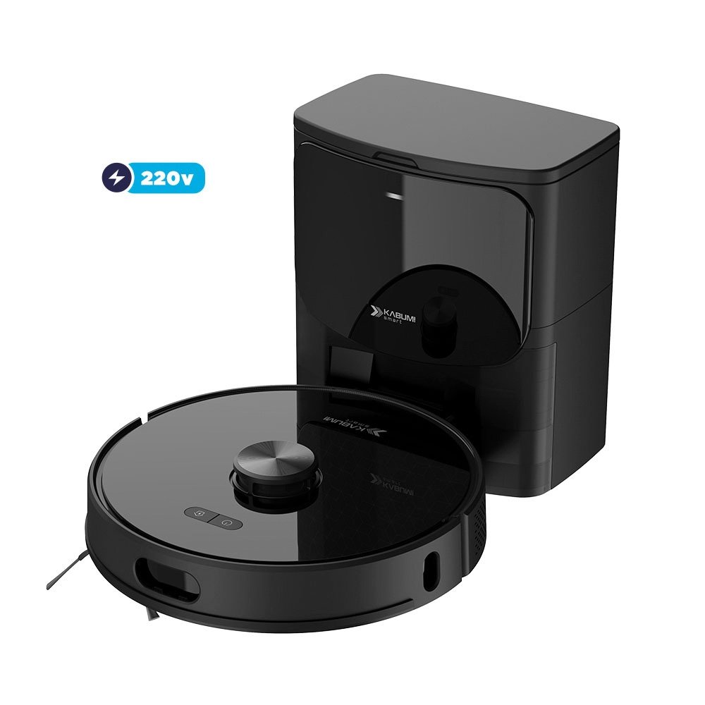Robô Aspirador de Pó e Passa Pano KABUM! smart K1100, Mapeamento, MOP rotativo, Autolimpante, até 10000PA, APP, 220V, Preto - KSAR110020PT