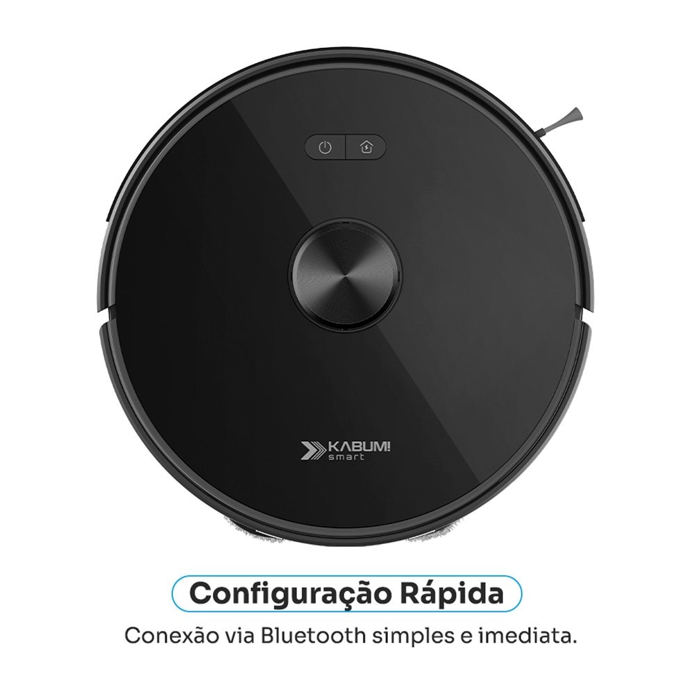 Robô Aspirador de Pó e Passa Pano KABUM! smart K1100, Mapeamento, MOP rotativo, Autolimpante, até 10000PA, APP, 220V, Preto - KSAR110020PT
