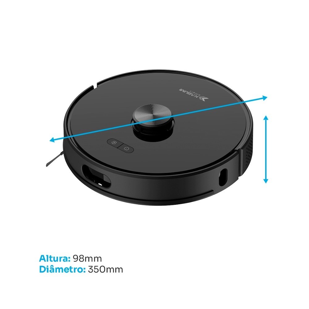 Robô Aspirador de Pó e Passa Pano KABUM! smart K1100, Mapeamento, MOP rotativo, Autolimpante, até 10000PA, APP, 220V, Preto - KSAR110020PT