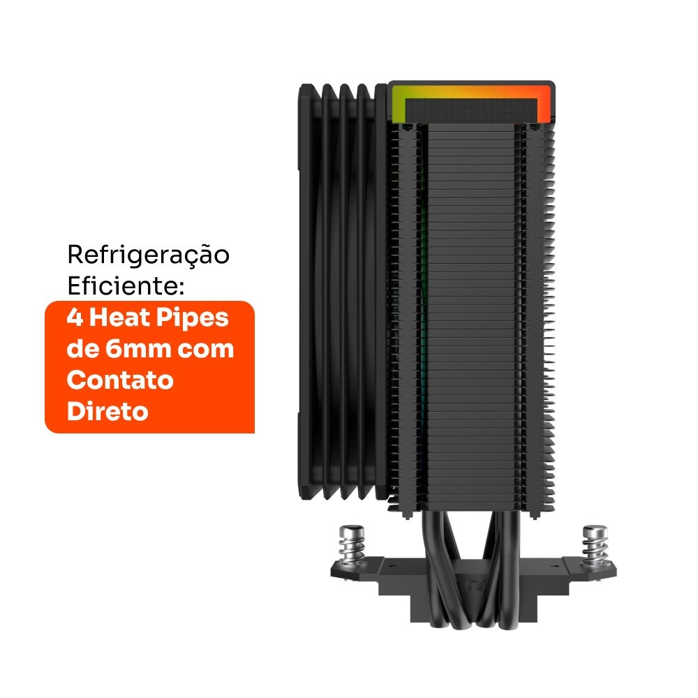 Air Cooler Gamer Husky Alisius 500, ARGB com Display, AMD/ INTEL, 120mm, 220W - HAC500PT