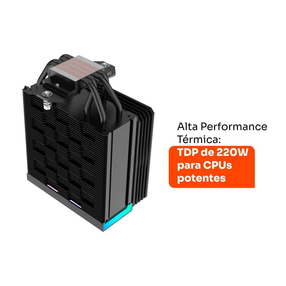 Air Cooler Gamer Husky Alisius 500, ARGB com Display, AMD/ INTEL, 120mm, 220W - HAC500PT