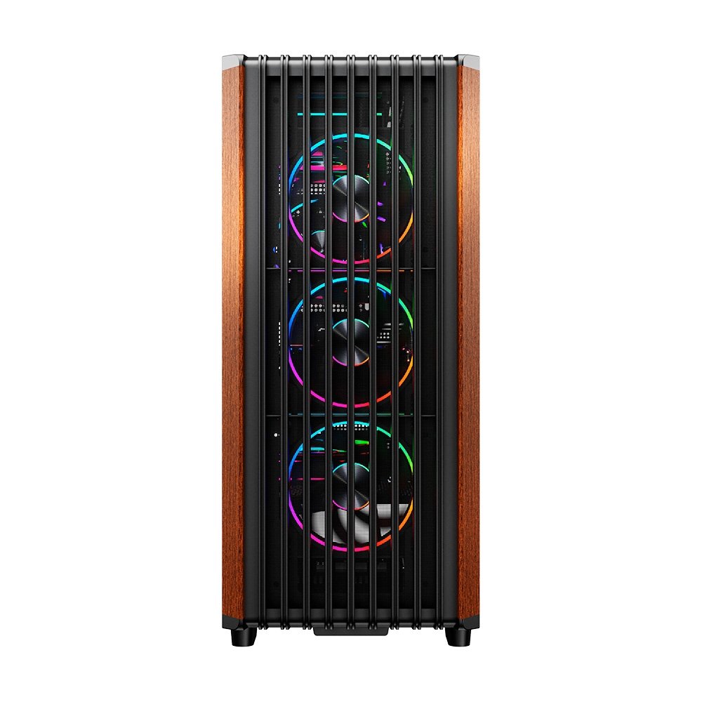 Gabinete Gamer Liketec Pinos, E-ATX, Painel Frontal com Detalhes em Madeira, Preto - LC-KB-PINOS-2025-1002