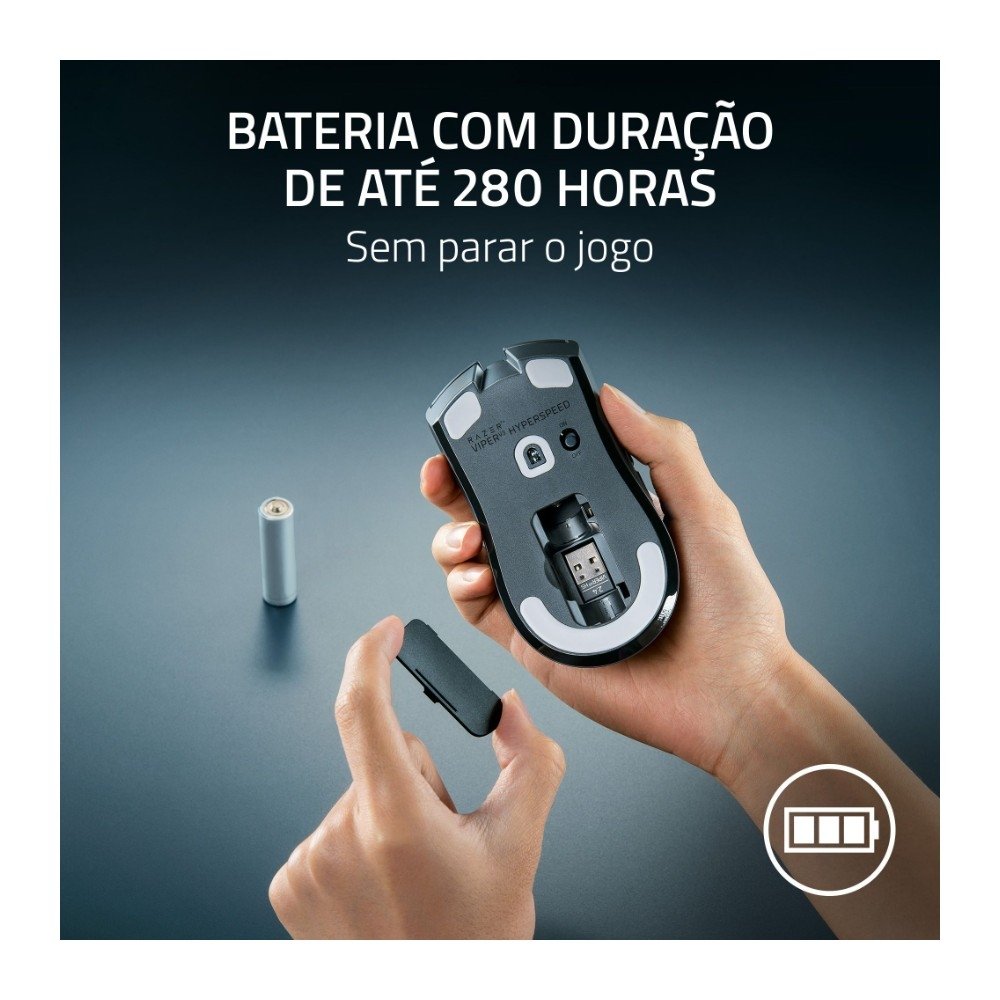 Mouse Gamer Sem Fio Razer Viper V3 HyperSpeed, 30000 DPI, 82g, Preto - RZ01-04910100 Mouse Gamer Sem Fio Razer Viper V3 HyperSpeed, 30000 DPI, 82g, Preto - RZ01-04910100