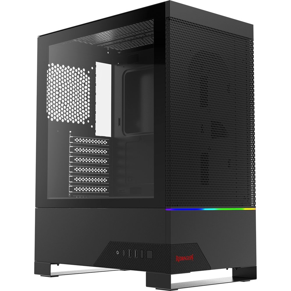 Gabinete Gamer Redragon Carbon, Mid Tower, RGB, ATX, Lateral em Vidro Temperado, Sem FANs, Preto - CA-610B Gabinete Gamer Redragon Carbon, Mid Tower, RGB, ATX, Lateral em Vidro Temperado, Sem FANs, Preto - CA-610B