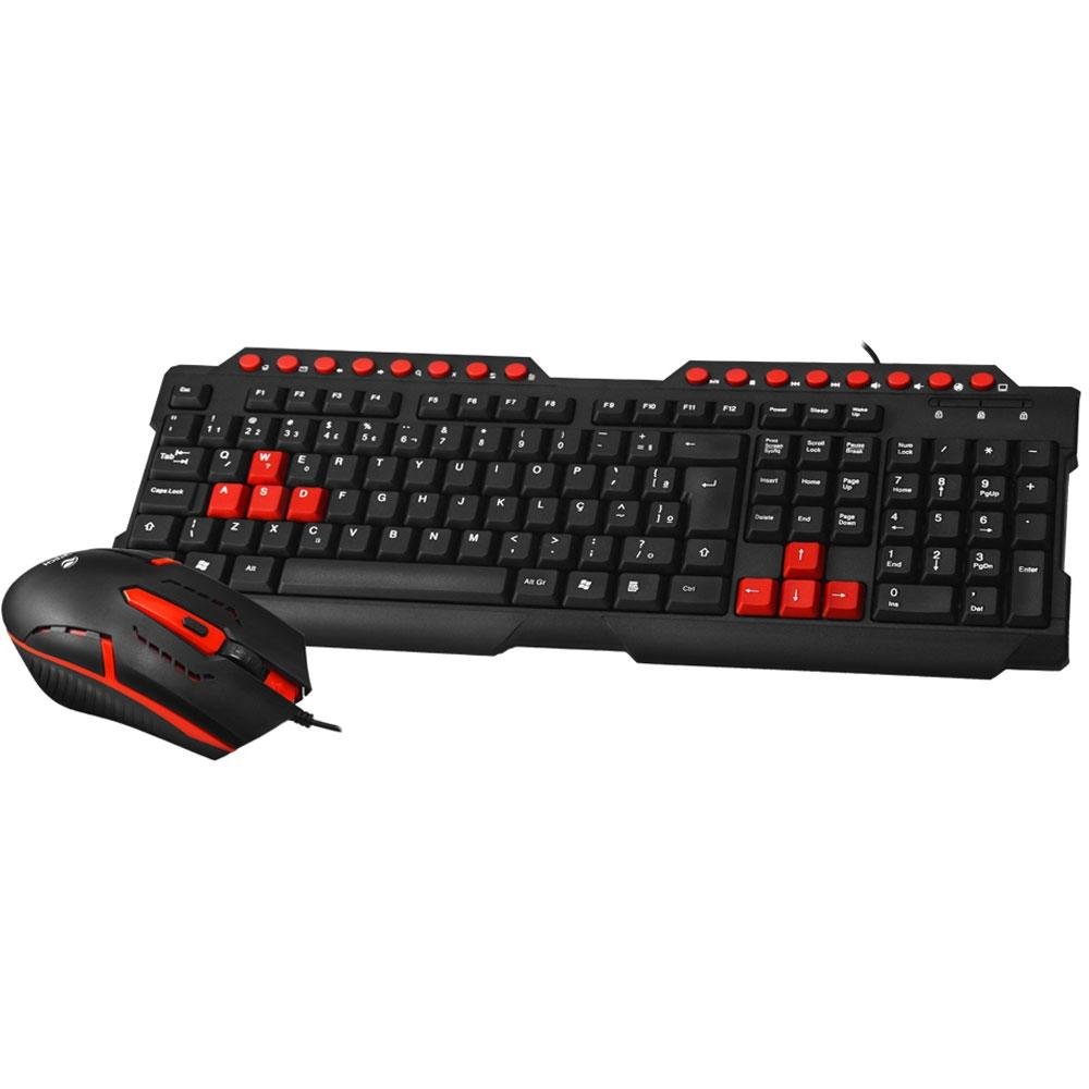 Kit Gamer C3Tech GK-20BK, Teclado, ABNT2, USB + Mouse, 1200DPI, USB, Preto e Vermelho
