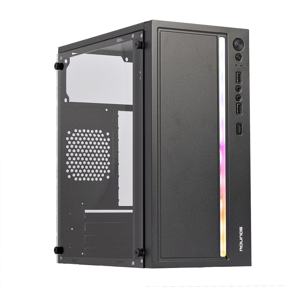 Gabinete Gamer Round5 Viper, Mini Tower, RGB, M-ATX, Lateral em Vidro, Preto - R5-VIPER-B-2179