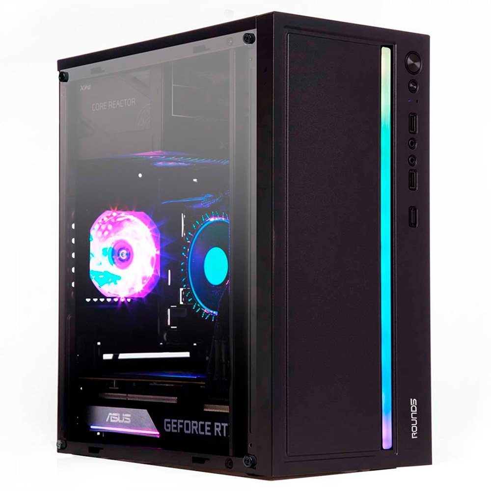 Gabinete Gamer Round5 Viper, Mini Tower, RGB, M-ATX, Lateral em Vidro, Preto - R5-VIPER-B-2179