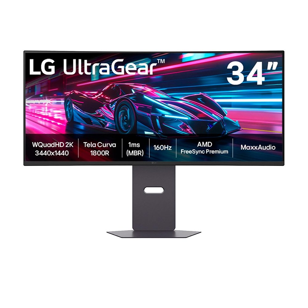 Monitor Gamer Curvo LG UltraGear 34, QHD, UltraWide, 160Hz, 1ms, FreeSync Premium, HDR10, Altura Ajustável, Som Integrado – 34G600A-B Monitor Gamer Curvo LG UltraGear 34, QHD, UltraWide, 160Hz, 1ms, FreeSync Premium, HDR10, Altura Ajustável, Som Integrado – 34G600A-B