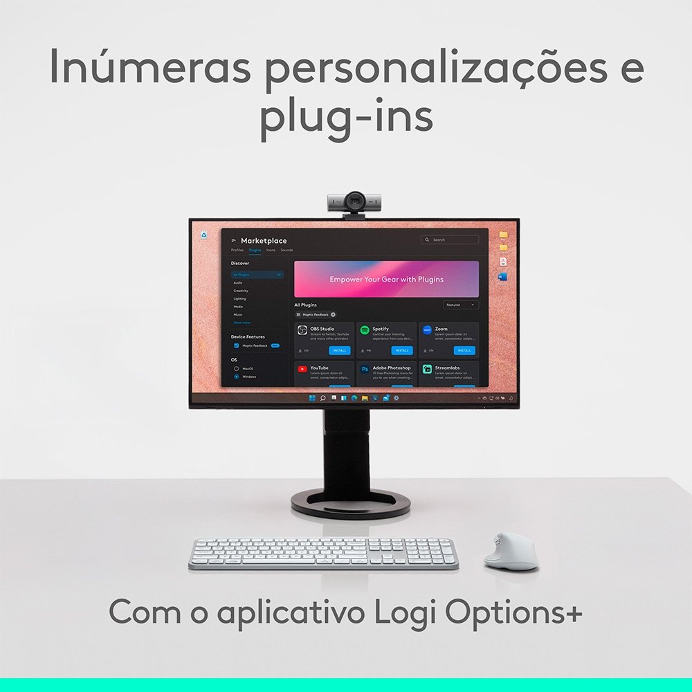 Mouse Sem Fio Logitech MX Master 4, Sensação Tátil do Haptic Feedback, USB-C, Bluetooth,Cinza Claro - 910-007566
