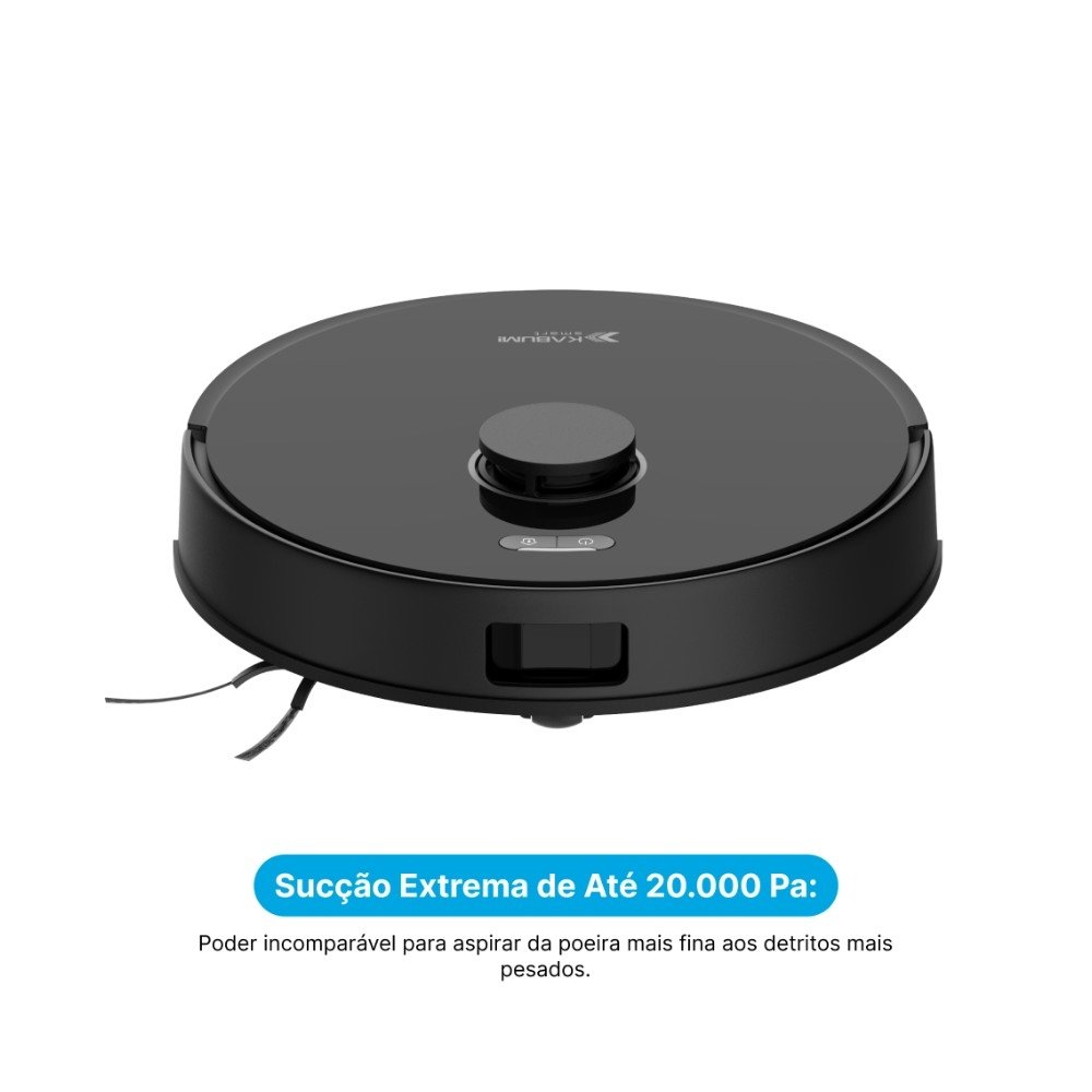 Robô Aspirador e passa pano KABUM! smart K4000, Base Autolimpante, MOP Duplo Extensível, IA, 20000Pa, 127V, Preto - KSAR400010PT