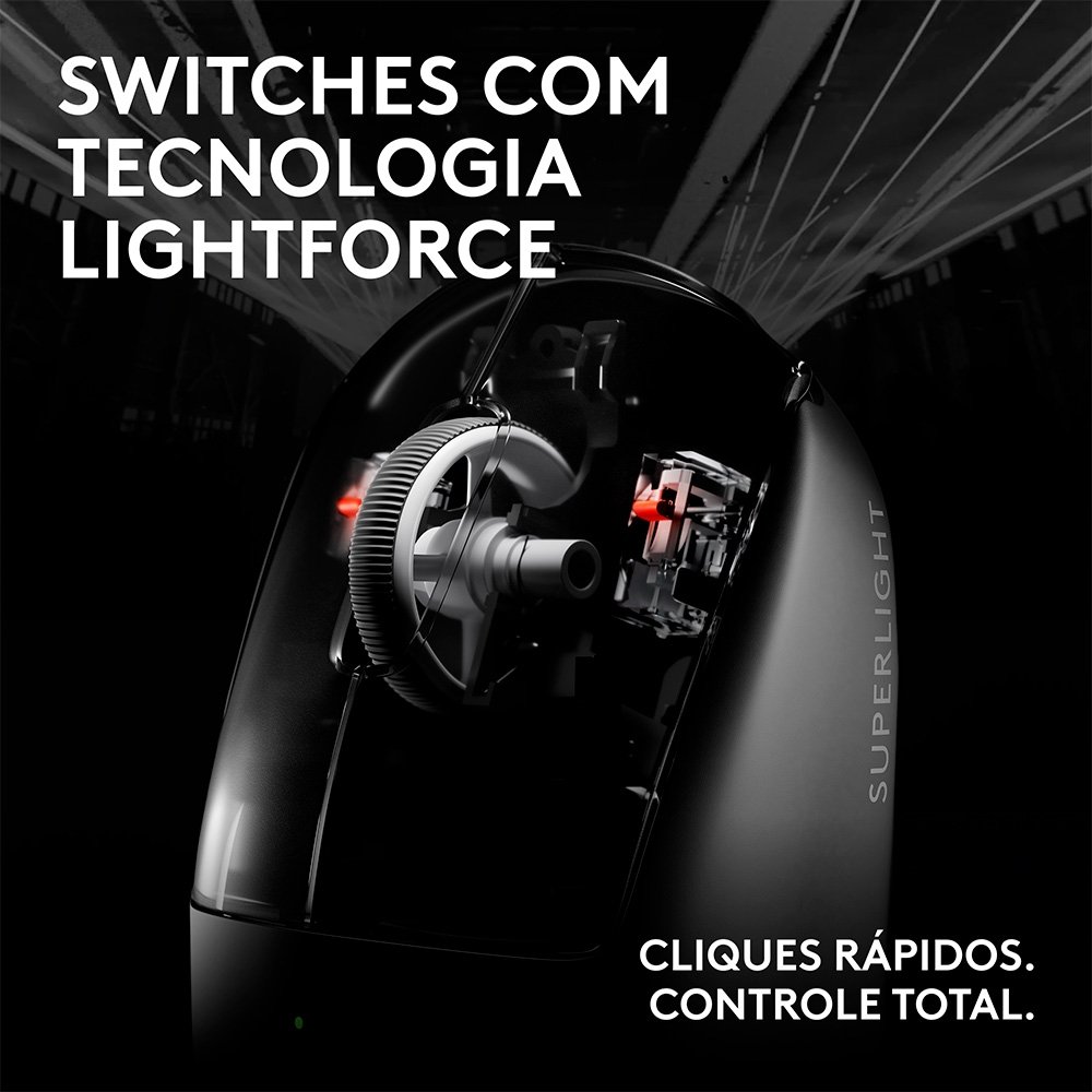 Mouse Gamer Sem Fio Logitech G PRO X SUPERLIGHT 2c, 5 botões, 44000 DPI, Atualização de até 8 kHz, PC e Mac, Preto - 910-007530 Mouse Gamer Sem Fio Logitech G PRO X SUPERLIGHT 2c, 5 botões, 44000 DPI, Atualização de até 8 kHz, PC e Mac, Preto - 910-007530