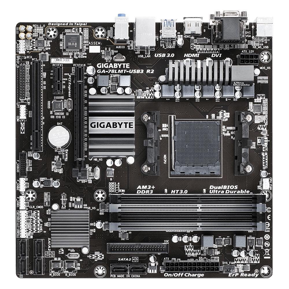 Placa-Mãe Gigabyte GA-78LMT-USB3 R2, AMD AM3+, mATX, DDR3 Placa-Mãe Gigabyte GA-78LMT-USB3 R2, AMD AM3+, mATX, DDR3